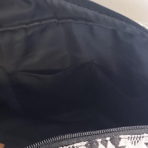 Travel Carry On Bag Brown with Black & Ivory Woven Texured Pattern Bag Large - Picture 8 of 16